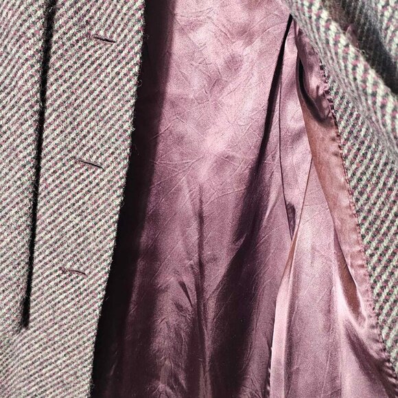 Bromleigh Purple or Burgundy Vintage Wool Tweed Coat Approximate Size Medium - Picture 7 of 10